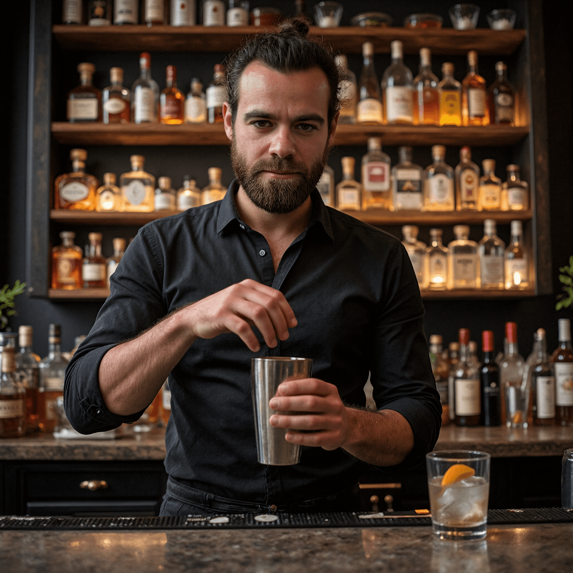 Me as a barman mixing a cocktail